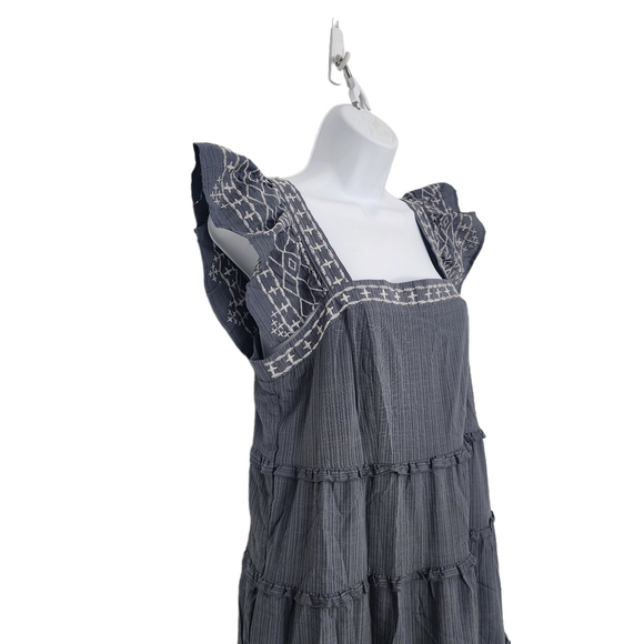 Knox Rose Womens Ruffle Short Sleeve Embroidered Tiered A-Line Dress Size Small. - Picture 7 of 10